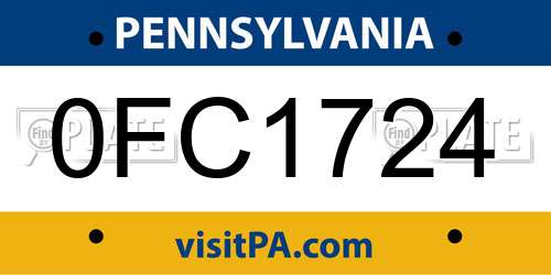 0FC1724 Pennsylvania License Plate