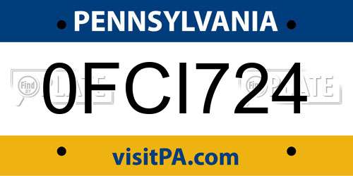 0FCI724 Pennsylvania License Plate