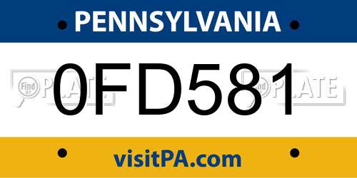 0FD581 Pennsylvania License Plate