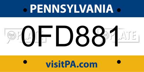 0FD881 Pennsylvania License Plate