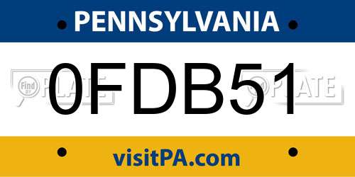 0FDB51 Pennsylvania License Plate