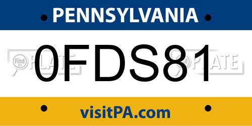 0FDS81 Pennsylvania License Plate