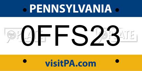 0FFS23 Pennsylvania License Plate