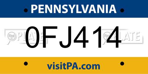 0FJ414 Pennsylvania License Plate