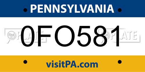 0FO581 Pennsylvania License Plate