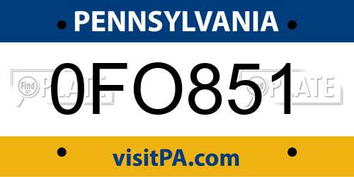 0FO851 Pennsylvania License Plate