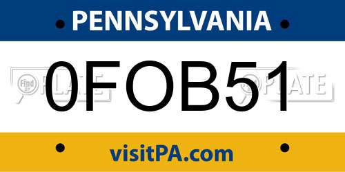 0FOB51 Pennsylvania License Plate