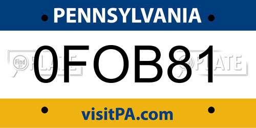 0FOB81 Pennsylvania License Plate