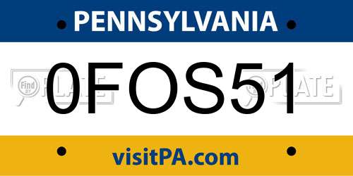 0FOS51 Pennsylvania License Plate