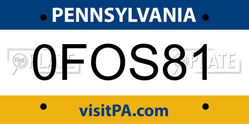 0FOS81 Pennsylvania License Plate