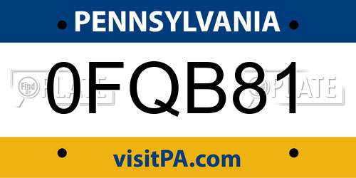 0FQB81 Pennsylvania License Plate
