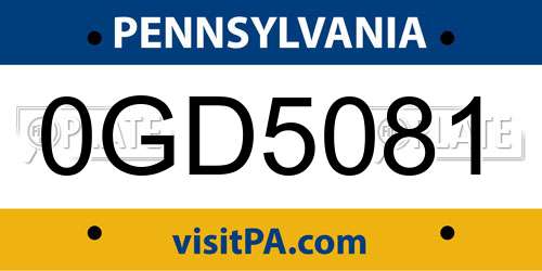 0GD5081 Pennsylvania License Plate