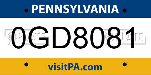 0GD8081 Pennsylvania License Plate