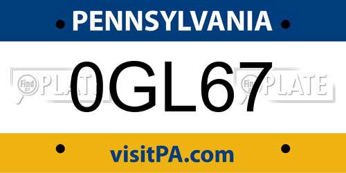 0GL67 Pennsylvania License Plate