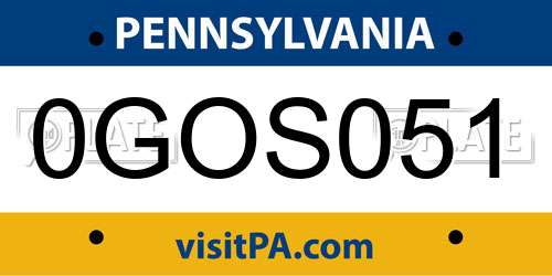 0GOS051 Pennsylvania License Plate
