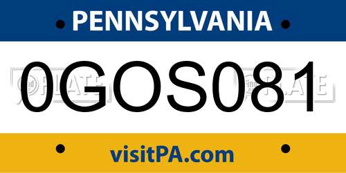 0GOS081 Pennsylvania License Plate