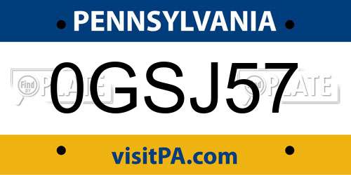 0GSJ57 Pennsylvania License Plate