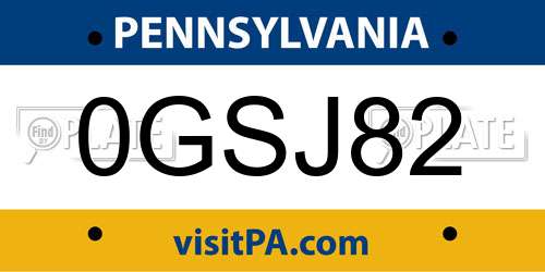 0GSJ82 Pennsylvania License Plate