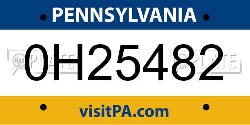 0H25482 Pennsylvania License Plate