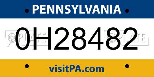 0H28482 Pennsylvania License Plate