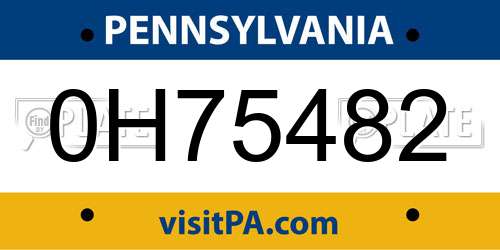 0H75482 Pennsylvania License Plate