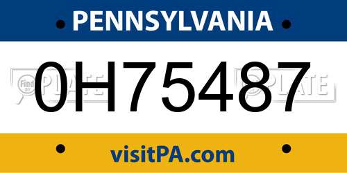 0H75487 Pennsylvania License Plate