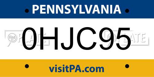 0HJC95 Pennsylvania License Plate