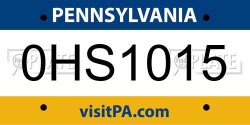 0HS1015 Pennsylvania License Plate