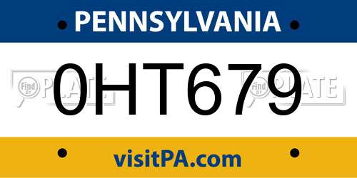 0HT679 Pennsylvania License Plate