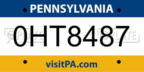 0HT8487 Pennsylvania License Plate