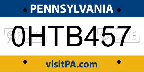 0HTB457 Pennsylvania License Plate