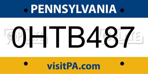 0HTB487 Pennsylvania License Plate