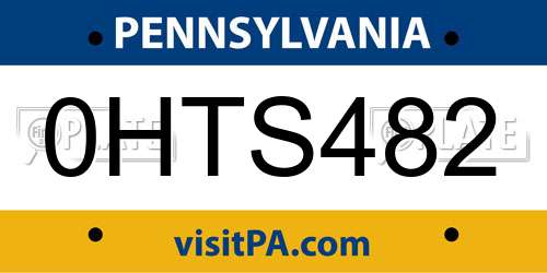 0HTS482 Pennsylvania License Plate