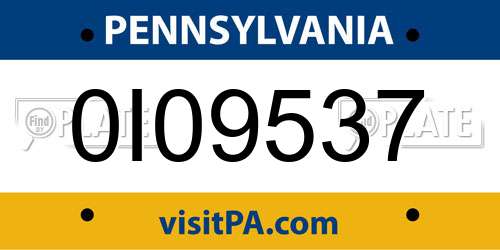 0I09537 Pennsylvania License Plate