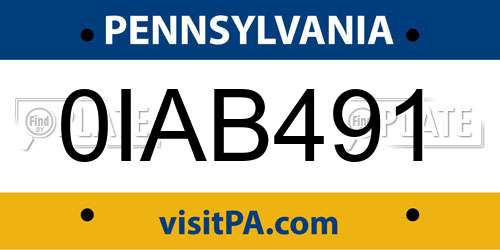 0IAB491 Pennsylvania License Plate