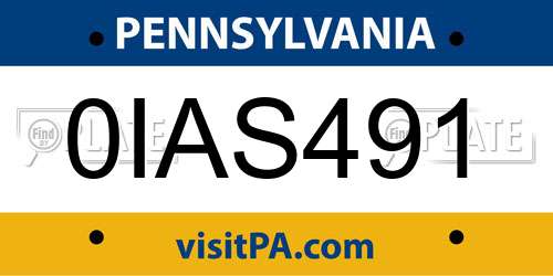 0IAS491 Pennsylvania License Plate