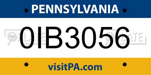 0IB3056 Pennsylvania License Plate