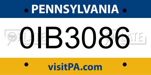 0IB3086 Pennsylvania License Plate