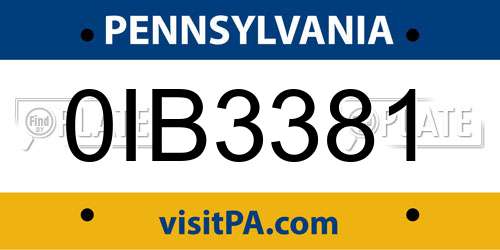 0IB3381 Pennsylvania License Plate