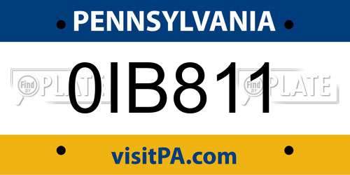 0IB811 Pennsylvania License Plate