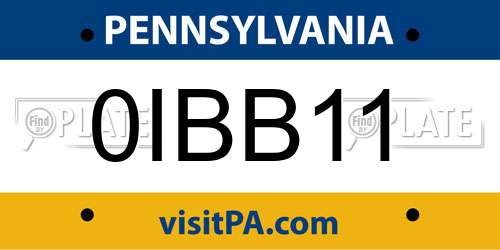 0IBB11 Pennsylvania License Plate