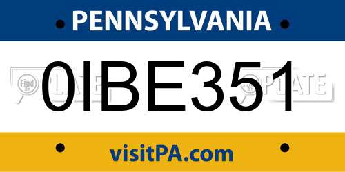 0IBE351 Pennsylvania License Plate