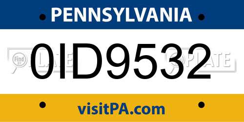 0ID9532 Pennsylvania License Plate