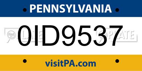 0ID9537 Pennsylvania License Plate