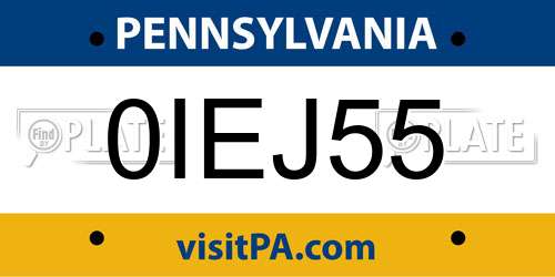 0IEJ55 Pennsylvania License Plate