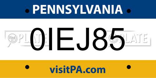 0IEJ85 Pennsylvania License Plate