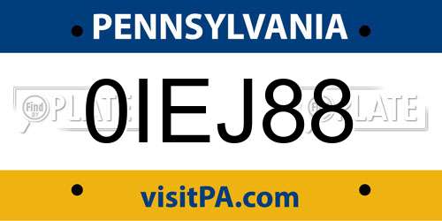 0IEJ88 Pennsylvania License Plate