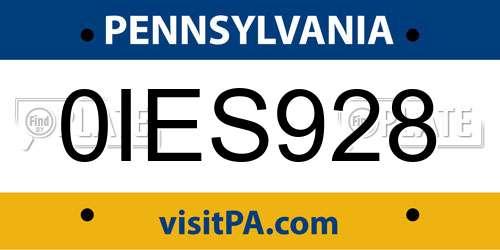 0IES928 Pennsylvania License Plate