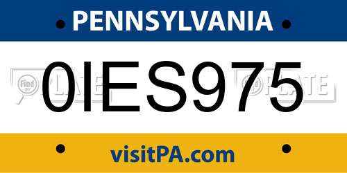 0IES975 Pennsylvania License Plate