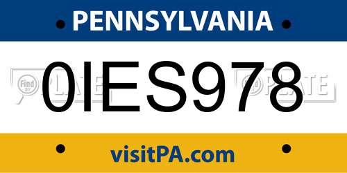 0IES978 Pennsylvania License Plate